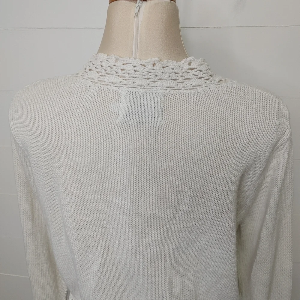 Vintage Hand Crafted Ramie Cotton Rosebud Crochet Cardigan Size S/M - Picture 7 of 12